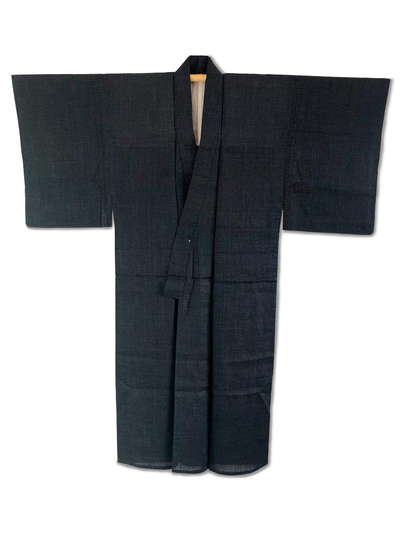 Dark Warrior men's dark charcoal grey hemp kimono light grey geometric ...