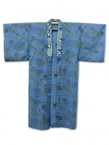 Once Upon a Time men's greyish blue wool blend kimono classic pattern ...
